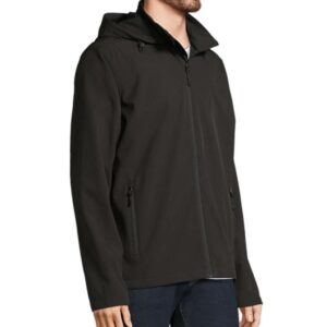 Giacca sportiva softshell nera con cappuccio